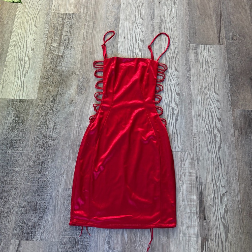 Red Satin Mini Windsor Dress